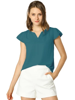 Allegra K Women's Work Business Casual Plain Cap Sleeve Blouse 14 Allegra K Women's Work Business Casual Plain Cap Sleeve Blouse - Image 12