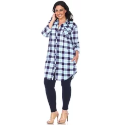 Women's Plus Size Piper Stretchy Plaid Tunic With Pockets - White Mark -Style Haven Shop GUEST 33ed52c9 1a3e 4ab2 b167 aed20cc06248