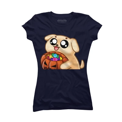 Junior's Design By Humans Halloween Candy Pup By Puppers T-Shirt 8 Junior's Design By Humans Halloween Candy Pup By Puppers T-Shirt - Image 6
