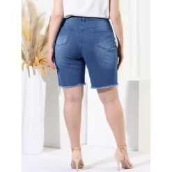 Agnes Orinda Women's Plus Size Denim Shorts Mid Rise Ripped Frayed Bermuda Jean Shorts -Style Haven Shop GUEST 349a4590 927d 4ded 91d0 b7e1f2a5cbae