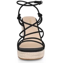 Allegra K Women's Platform Lace Up Wedges Heels Espadrille Wedge Sandals