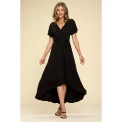 WEST K Women's Georgia Faux Wrap Dress With High-Low Hem And Tie Waist