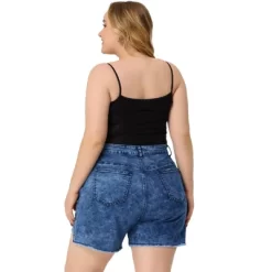 Agnes Orinda Women's Plus Size High Rise Fashion Denim Roll-Up Stretched Ripped Jean Shorts -Style Haven Shop GUEST 35759a21 29f3 410a bb87 f9cb5c058224