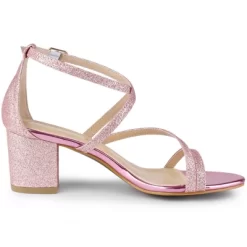 Allegra K Women's Glitter Crisscross Strap Chunky Sandals -Style Haven Shop GUEST 359f0759 50e8 4f54 a53a 7ef246c3ddc5