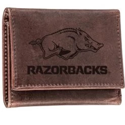 Evergreen University Of Arkansas Crazy Horse Collection Tri-Fold Wallet