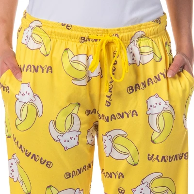 Bananya Women's Bananya Cat And Title All Over Print Lounge Pajama Pants 4 Bananya Women's Bananya Cat And Title All Over Print Lounge Pajama Pants - Image 2