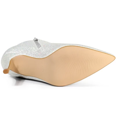 Allegra K Women's Glitter Pointed Toe Stiletto Heel Cutout Ankle Boots 6 Allegra K Women's Glitter Pointed Toe Stiletto Heel Cutout Ankle Boots - Image 4