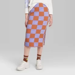 Women's Ascot + Hart Checkered Graphic Maxi Skirt
