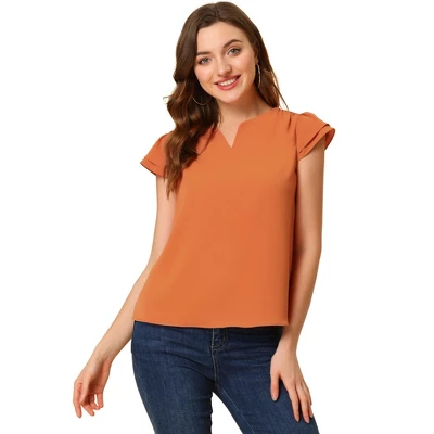 Allegra K Women's Work Business Casual Plain Cap Sleeve Blouse 17 Allegra K Women's Work Business Casual Plain Cap Sleeve Blouse - Image 15