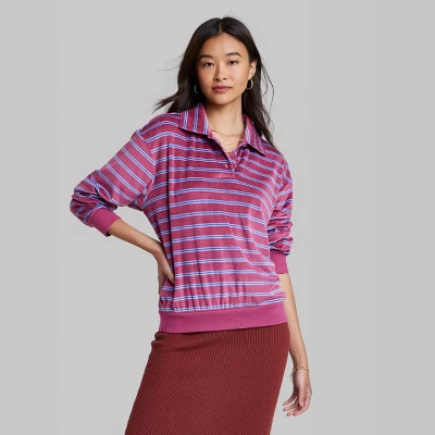 Women's Ascot + Hart Collared Striped Long Sleeve Graphic T-Shirt 3 Women's Ascot + Hart Collared Striped Long Sleeve Graphic T-Shirt