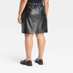 Women's Faux Leather Mini A-Line Skirt - Ava & Viv™