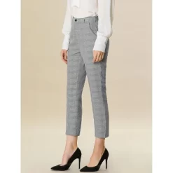 Allegra K Women's Plaid High Waist Elastic Back Office Work Ankle Pants -Style Haven Shop GUEST 3d31f0db 9324 4493 b6cf f58e70f12535