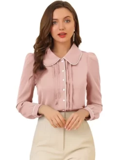 Allegra K Women's Casual Peter Pan Collar Contrast Shirt Puff Sleeve Work Blouse Tops -Style Haven Shop GUEST 3d92a08d c501 4c8e 92ed 27e123fbfe0f