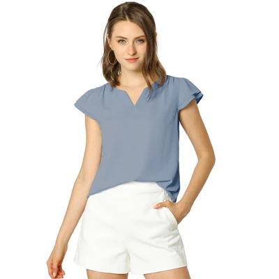 Allegra K Women's Work Business Casual Plain Cap Sleeve Blouse 18 Allegra K Women's Work Business Casual Plain Cap Sleeve Blouse - Image 16