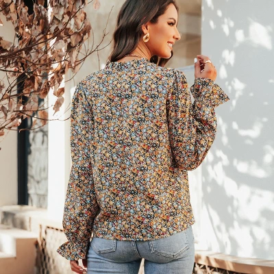 Women's Ditsy Floral Split Neck Top - Cupshe 5 Women's Ditsy Floral Split Neck Top - Cupshe - Image 3