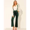 Allegra K Women's Velvet Wide Leg Retro Shiny Glitter Overalls Jumpsuits Pants