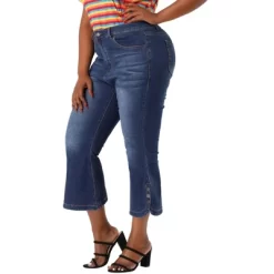 Agnes Orinda Plus Size Jeans For Women Side Slit Bootcut Button Decor Wide Leg Skinny Denim Pants -Style Haven Shop GUEST 3f119dd5 5a6a 4894 9545 15803cf8b769