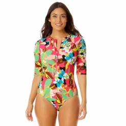 Anne Cole - Women's Half Zip Front Rash Guard One Piece Swimsuit -Style Haven Shop GUEST 4084d656 a40a 4b34 99bc 025baa5d1eaf