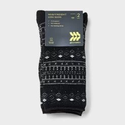 Women's 2pk Heavyweight Cushioned Fair Isle Crew Socks - All In Motion™ 4-10