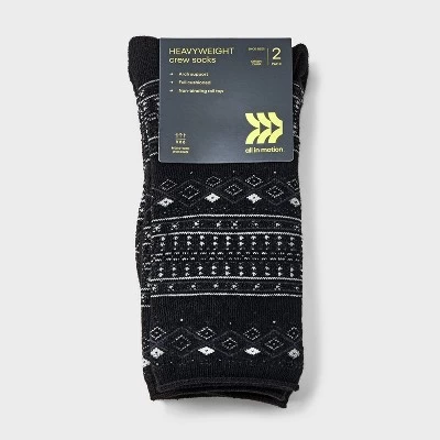 Women's 2pk Heavyweight Cushioned Fair Isle Crew Socks - All In Motion™ 4-10 3 Women's 2pk Heavyweight Cushioned Fair Isle Crew Socks - All In Motion™ 4-10