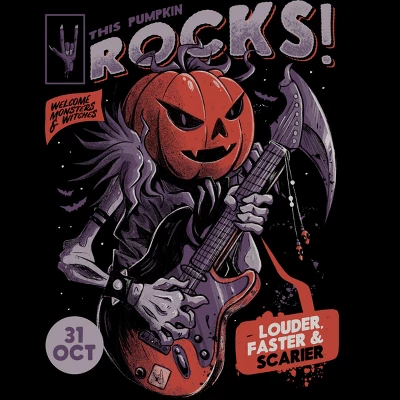 Junior's Design By Humans Rock Pumpkin By EduEly T-Shirt 3 Junior's Design By Humans Rock Pumpkin By EduEly T-Shirt