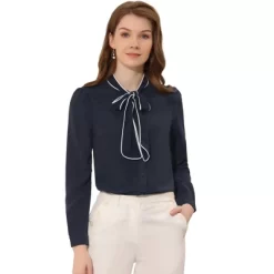 Allegra K Women's Tie Neck Contrast Color Button Down Long Sleeves Shirt 18 Allegra K Women's Tie Neck Contrast Color Button Down Long Sleeves Shirt -Style Haven Shop GUEST 42447814 11c4 40c4 be68 4e68a7629565