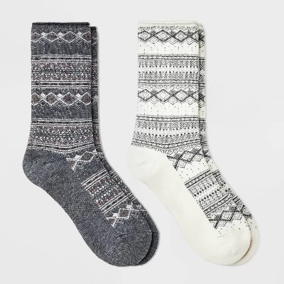 Women's 2pk Heavyweight Cushioned Fair Isle Crew Socks - All In Motion™ 4-10 6 Women's 2pk Heavyweight Cushioned Fair Isle Crew Socks - All In Motion™ 4-10 - Image 4