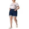 Agnes Orinda Women's Plus Size Denim Roll Hem High-Rise Stretch Trendy Jean Shorts