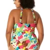 Anne Cole Plus - Women's High Neck With Ruffled Straps One Piece Swimsuit