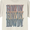 Bioworld Western Howdy Repeat Text Crew Neck Short Sleeve Tofu Unisex Adult T-shirt