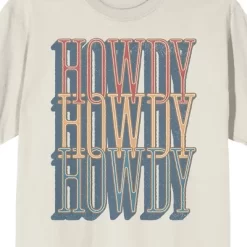 Bioworld Western Howdy Repeat Text Crew Neck Short Sleeve Tofu Unisex Adult T-shirt