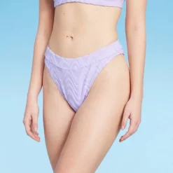 Women's Wavy Terry Textured Mid-Waist Ultra High Leg Cheeky Bikini Bottom - Wild Fable™ Lilac Purple -Style Haven Shop GUEST 4662ba71 55cb 4eb0 87ec 6877d007f114