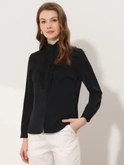 Allegra K Vintage Ruffle Blouse For Women's Business Casual Work Top Shirt -Style Haven Shop GUEST 4a0e12ec 61ea 48c5 bc8e ee064340aecd