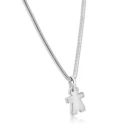 Pompeii3 Men's Steel Single Tone Woman 16.5mm Pendant Flexible Snake Chain 21" Necklace