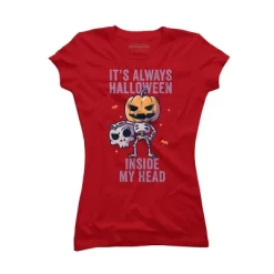 Junior's Design By Humans It's Always Halloween Inside My Head Funny Cute Spooky By EduEly T-Shirt -Style Haven Shop GUEST 4b814dba 3fd3 4fa7 8009 28c239ecc240