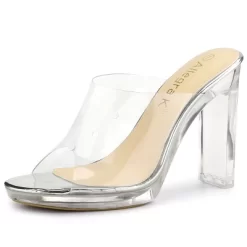 Allegra K Women's Clear Platform Block Heeled Slides Sandals -Style Haven Shop GUEST 4d3f2b97 491c 4a3f 991f 4a8e49faadfa