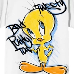 Looney Tunes Graffitti Tweety Women's White T-shirt