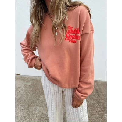 Women's Ascot + Hart Sunshine Fleece Graphic Pullover Sweatshirt - Orange 5 Women's Ascot + Hart Sunshine Fleece Graphic Pullover Sweatshirt - Orange - Image 3