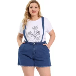 Agnes Orinda Women's Plus Size Denim Jumpsuit Shorts Fray Pocket Overalls Short Pants -Style Haven Shop GUEST 52965b41 a5f9 4370 87a1 b769eeb4b036