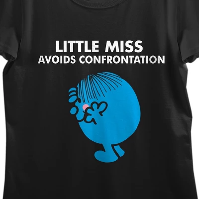 Mr. Men And Little Miss Meme Little Miss Avoids Confrontation Crew Neck Short Sleeve Women's Black T-shirt 3 Mr. Men And Little Miss Meme Little Miss Avoids Confrontation Crew Neck Short Sleeve Women's Black T-shirt