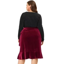 Agnes Orinda Women's Plus Size Skirt Ruffled Hem Velvet Wrap Skirts 9 Agnes Orinda Women's Plus Size Skirt Ruffled Hem Velvet Wrap Skirts -Style Haven Shop GUEST 5323af16 d3f9 49b8 a248 94bb99bc6c55