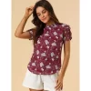 Allegra K Women's Ruffled Neck Chiffon Frill Trim Short Sleeve Floral Print Blouse Tops 2 Allegra K Women's Ruffled Neck Chiffon Frill Trim Short Sleeve Floral Print Blouse Tops -Style Haven Shop GUEST 53252991 df9e 44e2 b4bd 5c577bc51290