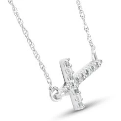 Pompeii3 Diamond Sideways Cross 14K White Gold 3/4" Wide