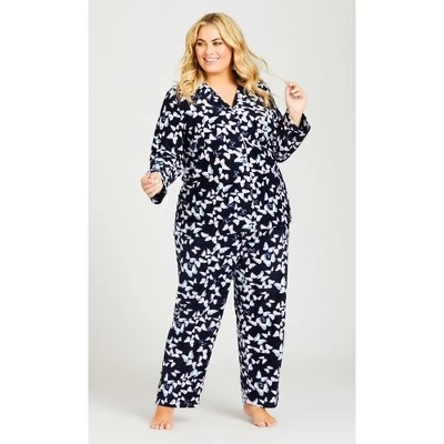 Women's Plus Size Butterfly Fleece Sleep Pant - Navy | AVENUE 6 Women's Plus Size Butterfly Fleece Sleep Pant - Navy | AVENUE - Image 4