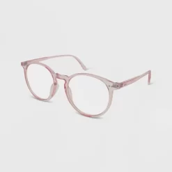 Women's Crystal Plastic Round Blue Light Filtering Glasses - Wild Fable™ Pink