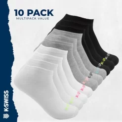 K-Swiss K-Swiss Ladies Ankle Low Cut Sports Running Cushioned Athletic Socks 10-20 Pack, Grey/Black/White, Size: 9-11 -Style Haven Shop GUEST 552257b8 8b86 44a2 a250 ece2a6bbf707