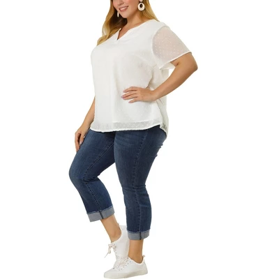 Agnes Orinda Women's Plus Size Pin Dots V-Neck Dressy Trendy Fashion Summer Blouses 3 Agnes Orinda Women's Plus Size Pin Dots V-Neck Dressy Trendy Fashion Summer Blouses
