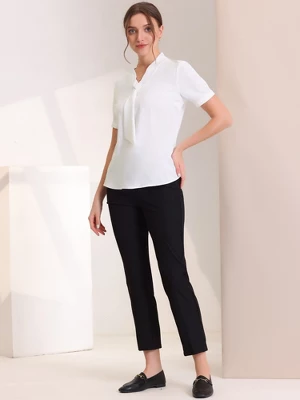 Allegra K Women's Short Sleeve Casual V Neck Chiffon Blouses 5 Allegra K Women's Short Sleeve Casual V Neck Chiffon Blouses - Image 3