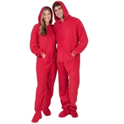 Footed Pajamas - Bright Red Adult Hoodie Fleece Onesie -Style Haven Shop GUEST 5867d469 0e8a 4efd 8de3 5198ba34f217