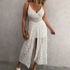 Women's Thin Straps Ruching Smocking Lace Jumpsuit - Cupshe